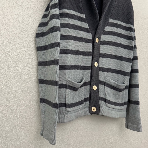 Gant by Michael Bastian Blue Nautical Stripe Shawl Collar Cardigan Sweater Large - Picture 7 of 15